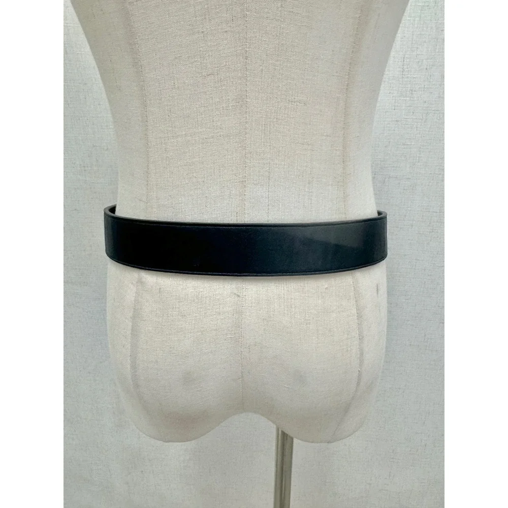 Lauren Ralph Lauren Black Stirrup Buckle Belt Sz Medium Faux Leather Equestrian